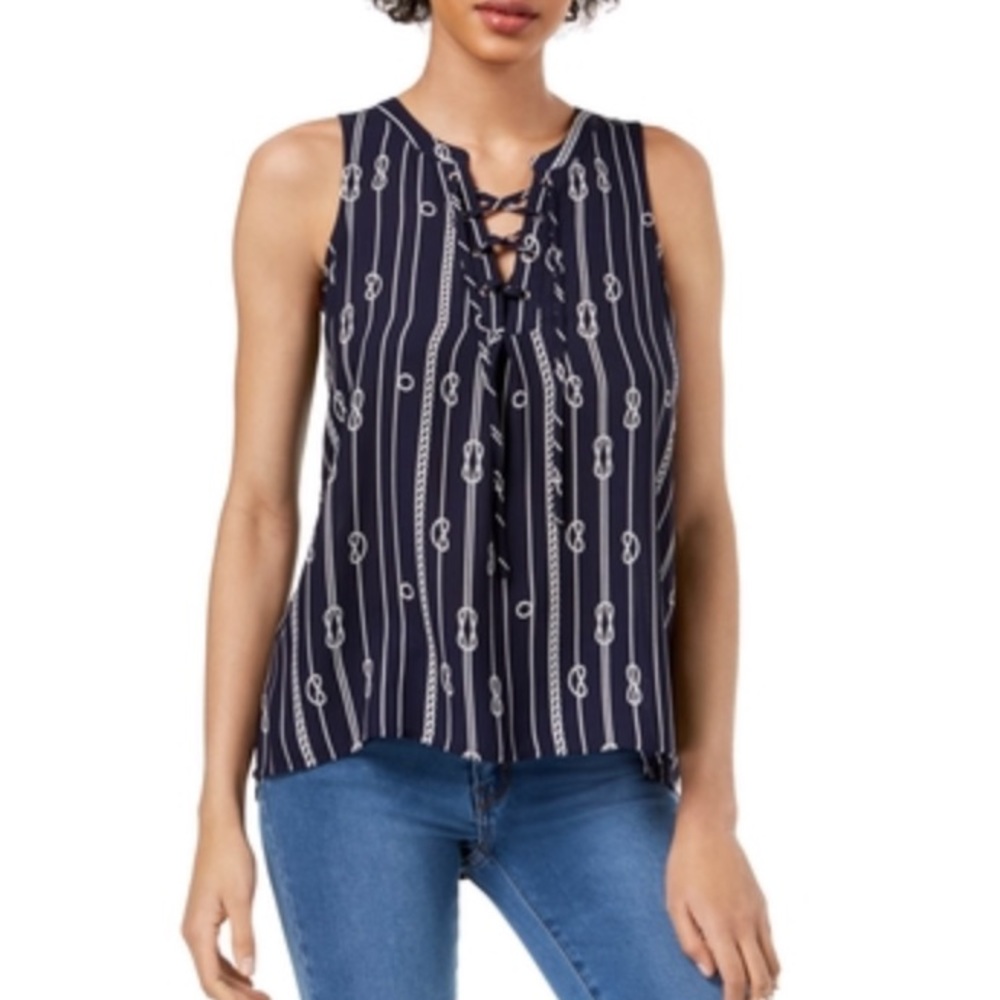 NWT Maison Jules Women’s Navy Sleeveless Nautical Top